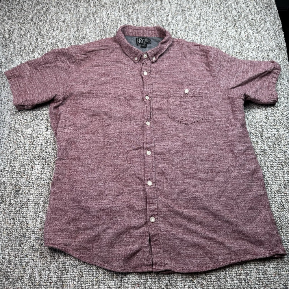 Retrofit Brand MFG Shirt Mens XXL Button Up Short Sleeve Cotton Red Hiking